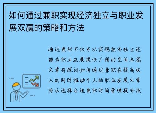如何通过兼职实现经济独立与职业发展双赢的策略和方法
